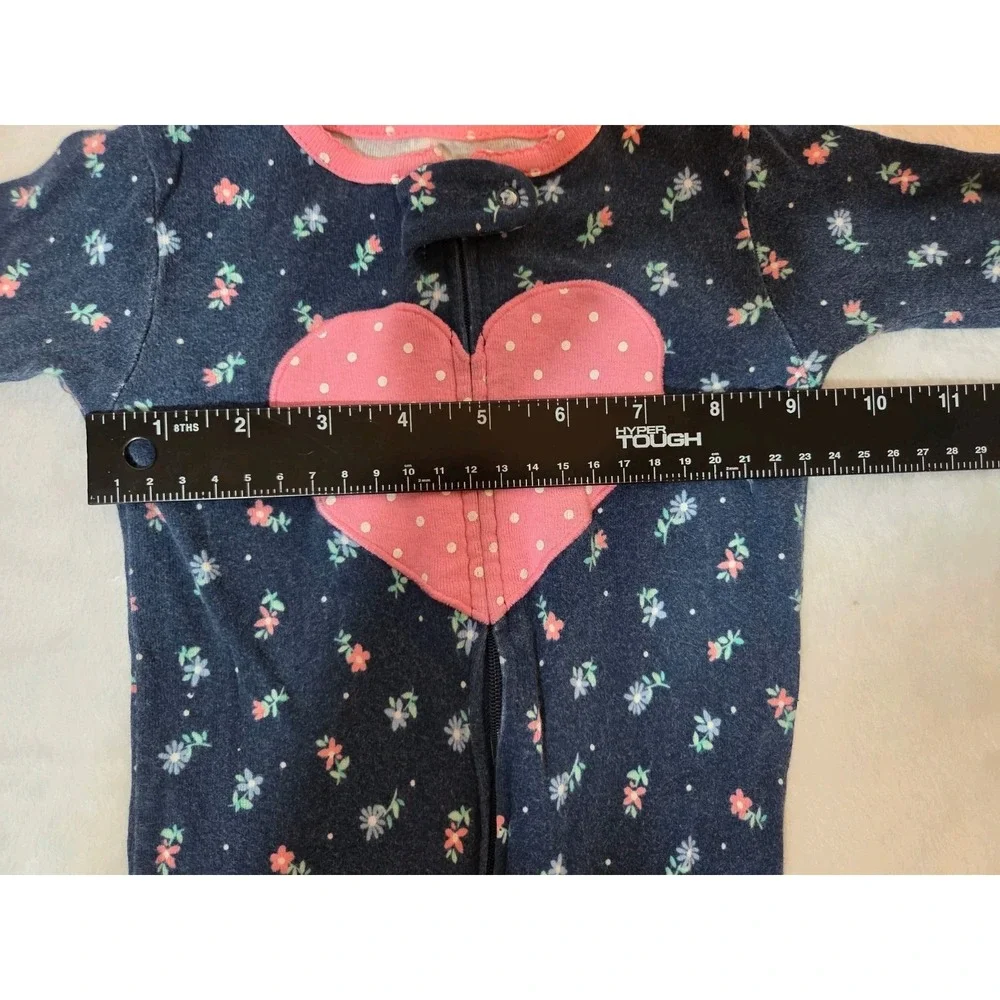 M336 Carter's Baby Girls 18M Christmas Merry Bright Floral Heart Sleeper Bodysui